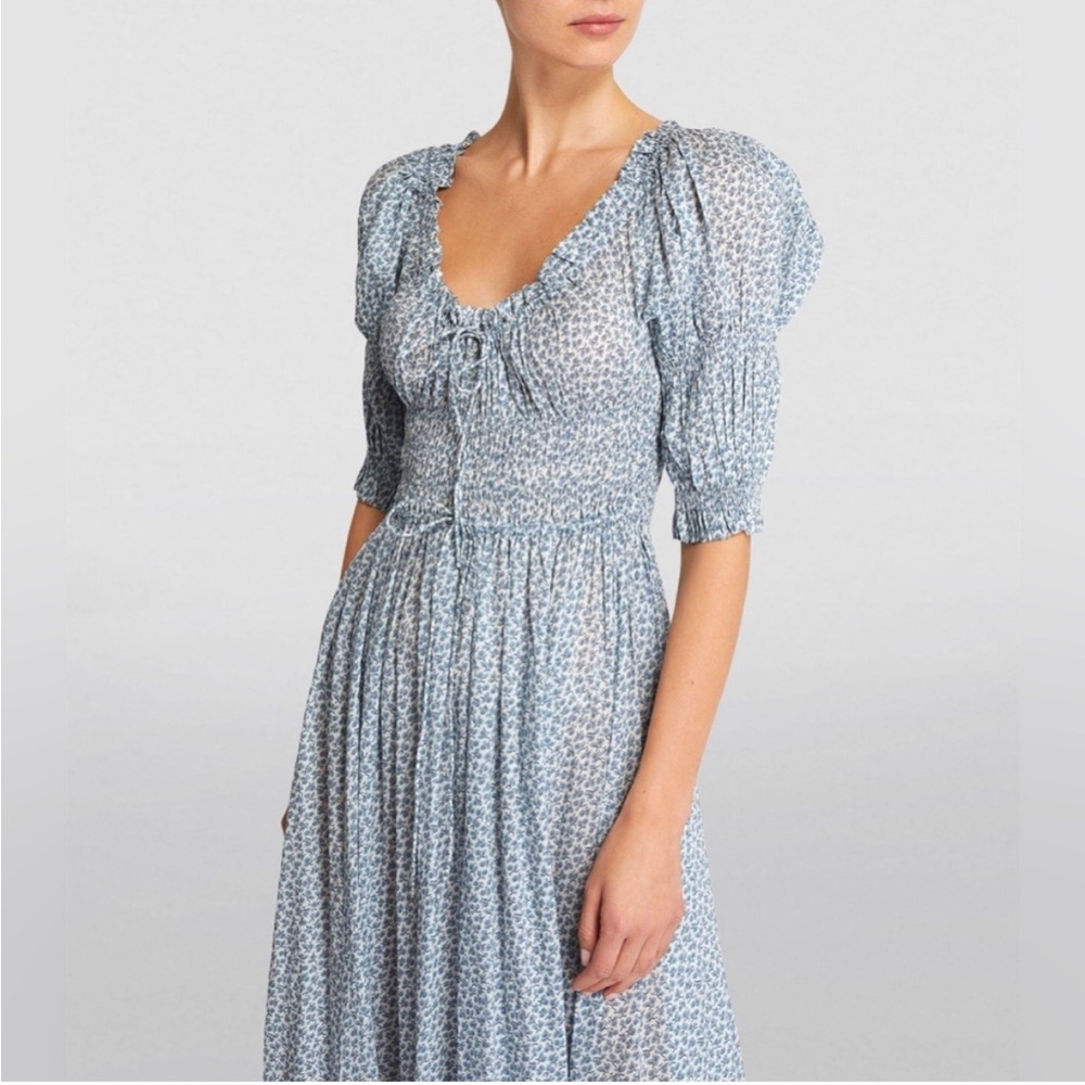 Dôen Blue Floral Ischia Midi Dress